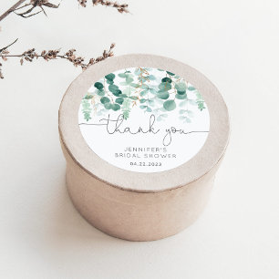 Eucalyptus groen elegante bruids dank u ronde sticker