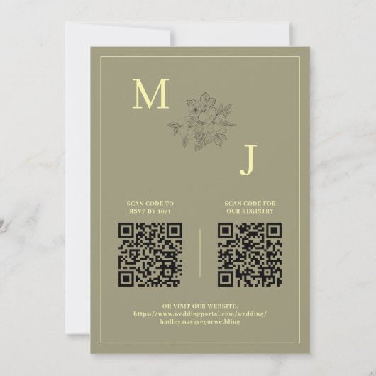 Eucalyptus Groen Elegante QR Code Huwelijk Kaart (Achterkant)