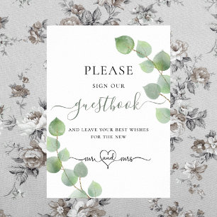 Eucalyptus groen gastenboek teken poster