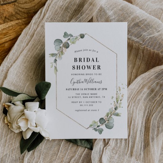 Eucalyptus groen geometrische bruidsshower kaart