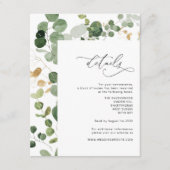 Eucalyptus groen goud bruiloft details behuizing informatiekaartje (Voorkant)