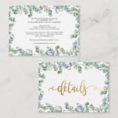 Eucalyptus groen goud bruiloft details info informatiekaartje (Voorkant / Achterkant)