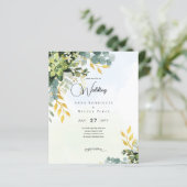 Eucalyptus groen goud bruiloft uitnodigen groen (Staand voorkant)