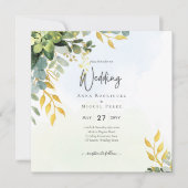 Eucalyptus groen goud bruiloft uitnodigen groen kaart (Voorkant)