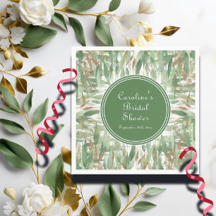 Eucalyptus Groen Goud Glitter Bladeren Bruidsdouch Servet