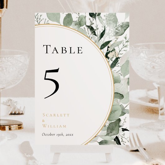 Eucalyptus groen goud salie groen bruiloft kaart