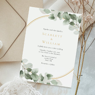 Eucalyptus groen goud salie groen moderne bruiloft kaart