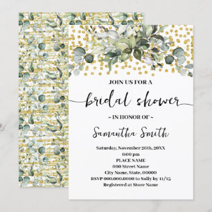 Eucalyptus groen gouden glitter Vrijgezellenfeest Kaart