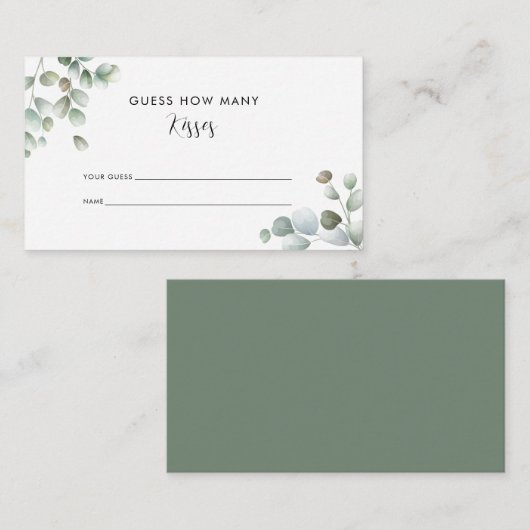 Eucalyptus groen hoeveel kussen bruids spel informatiekaartje (Voorkant / Achterkant)