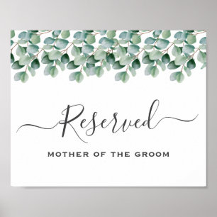 Eucalyptus groen Huwelijk gereserveerde bord Poster