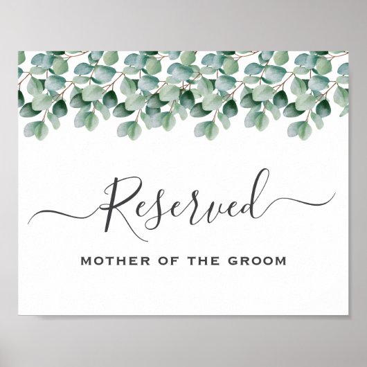 Eucalyptus groen Huwelijk gereserveerde bord Poster (Voorkant)