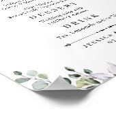 Eucalyptus groen Huwelijks MENU Poster (Hoek)