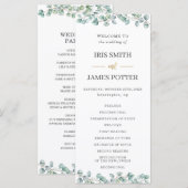 Eucalyptus groen laat gouden bruiloft programma (Voorkant / Achterkant)