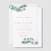 Eucalyptus groen laat minimalistische rustieke bru vellum uitnodigingen (Offset)