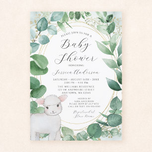 Eucalyptus groen Lammetje Baby Shower Kaart