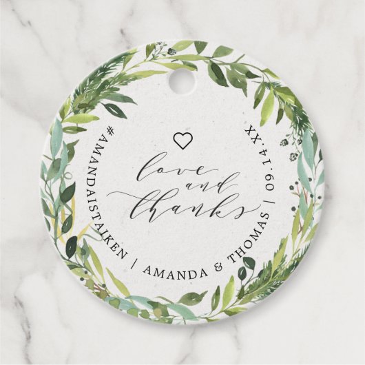 Eucalyptus groen liefde en Bedankt dank u Bedankjes Labels (Voorkant)