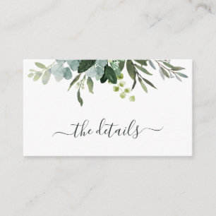 Eucalyptus groen loof bruiloft details informatiekaartje
