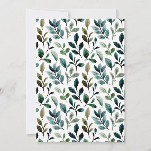 Eucalyptus groen loof bruiloft uitnodiging (Achterkant)