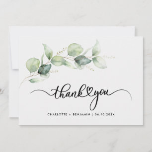 Eucalyptus groen loof handgeschreven bruiloft bedankkaart