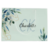 Eucalyptus groen loof monogram beginletters groot cadeauzakje (Achterkant)