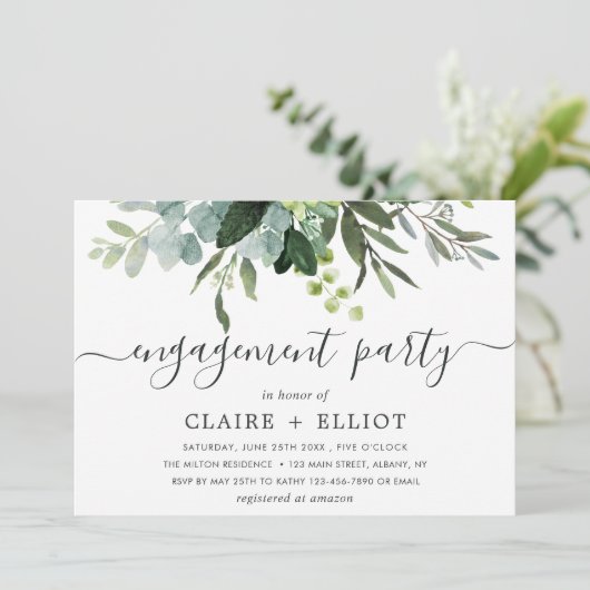 Eucalyptus groen loof verlovingsfeest kaart (Staand voorkant)