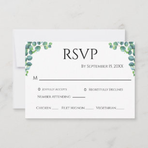 Eucalyptus groen minimalistische eenvoudige trouw  RSVP kaartje