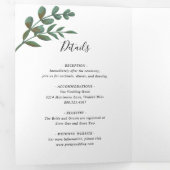 Eucalyptus groen minimalistische elegante bruiloft drieluik uitnodiging (Binnenzijde eerst)