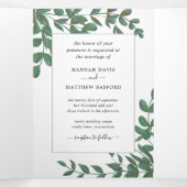 Eucalyptus groen minimalistische elegante bruiloft drieluik uitnodiging (Binnenkant midden)