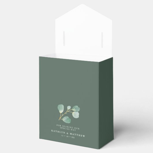 Eucalyptus groen moderne bruiloft dank u bedankdoosjes (Geopend)