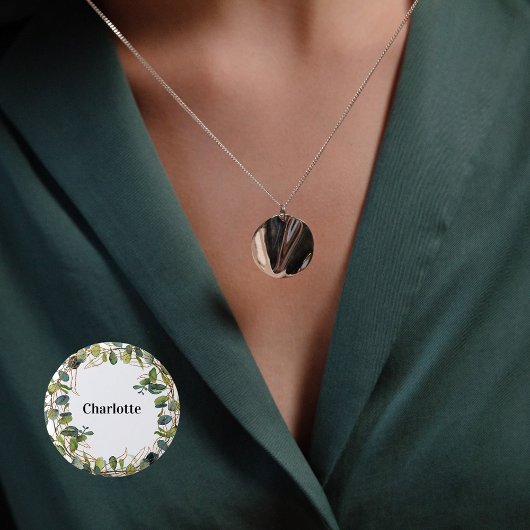 Eucalyptus groen naamkaartje ronde button 3,2 cm