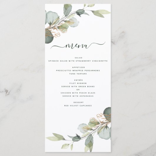 Eucalyptus groen sappig elegant modern menu (Voorkant)