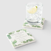 Eucalyptus groen Save the Date Stenen Onderzetter (Zijkant)