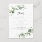 Eucalyptus groen script bruiloft details informatiekaartje (Voorkant)