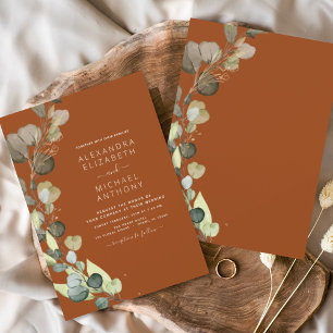 Eucalyptus groen verbrande Sinaasappel Elegant bru Kaart