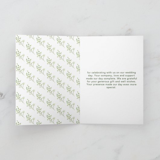 Eucalyptus groen verlaat bruiloft bedankkaart (Binnen)