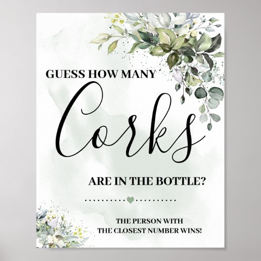 Eucalyptus groen vetplant hoeveel kurken bord poster (Voorkant)