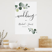 Eucalyptus groen welkom huwelijksbord poster (Keuken)