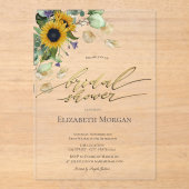 Eucalyptus groen Zonnebloemen Vrijgezellenfeest Acryl Uitnodigingen (Voorkant)