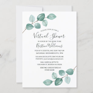 Eucalyptus groen zwart virtueel Vrijgezellenfeest Kaart
