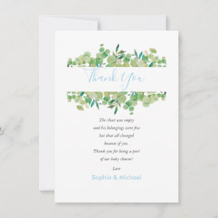 Eucalyptus Groene Baby Boy Shower Bedank Gedicht Bedankkaart