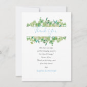 Eucalyptus groene baby boy shower bedankgedicht bedankkaart (Voorkant)