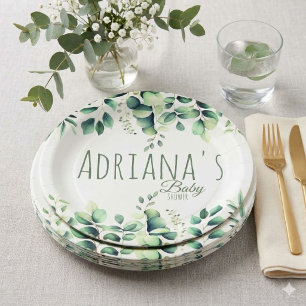 Eucalyptus groene baby shower bedankkaart papieren bordje