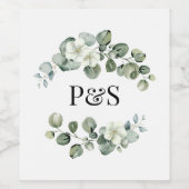 Eucalyptus Groene Bladboog Bruiloft of Verloving Wijn Etiket (Enkel label)