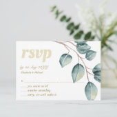 Eucalyptus Groene Bladeren Trouwfeest RSVP MENU (Staand voorkant)