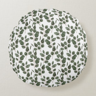 Eucalyptus Groene Botanische Groene Witte Trendy Rond Kussen