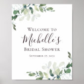 Eucalyptus groene bruidsdouche welkom poster (Voorkant)