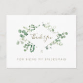 eucalyptus groene bruidsmeisje bedankkaart uitnodiging briefkaart (Voorkant)