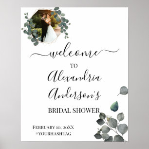 Eucalyptus groene bruiloftsontvangstbord poster