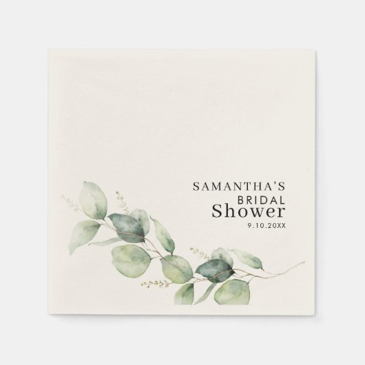 Eucalyptus Groene Bruiloftsshower Papier Servet (Voorkant)