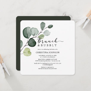 Eucalyptus Groene Brunch Bruisende Bruidsuitnodigi Kaart